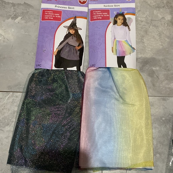 Halloween witch hat costume rainbow skirt kids girl play fairy wings - Picture 2 of 5